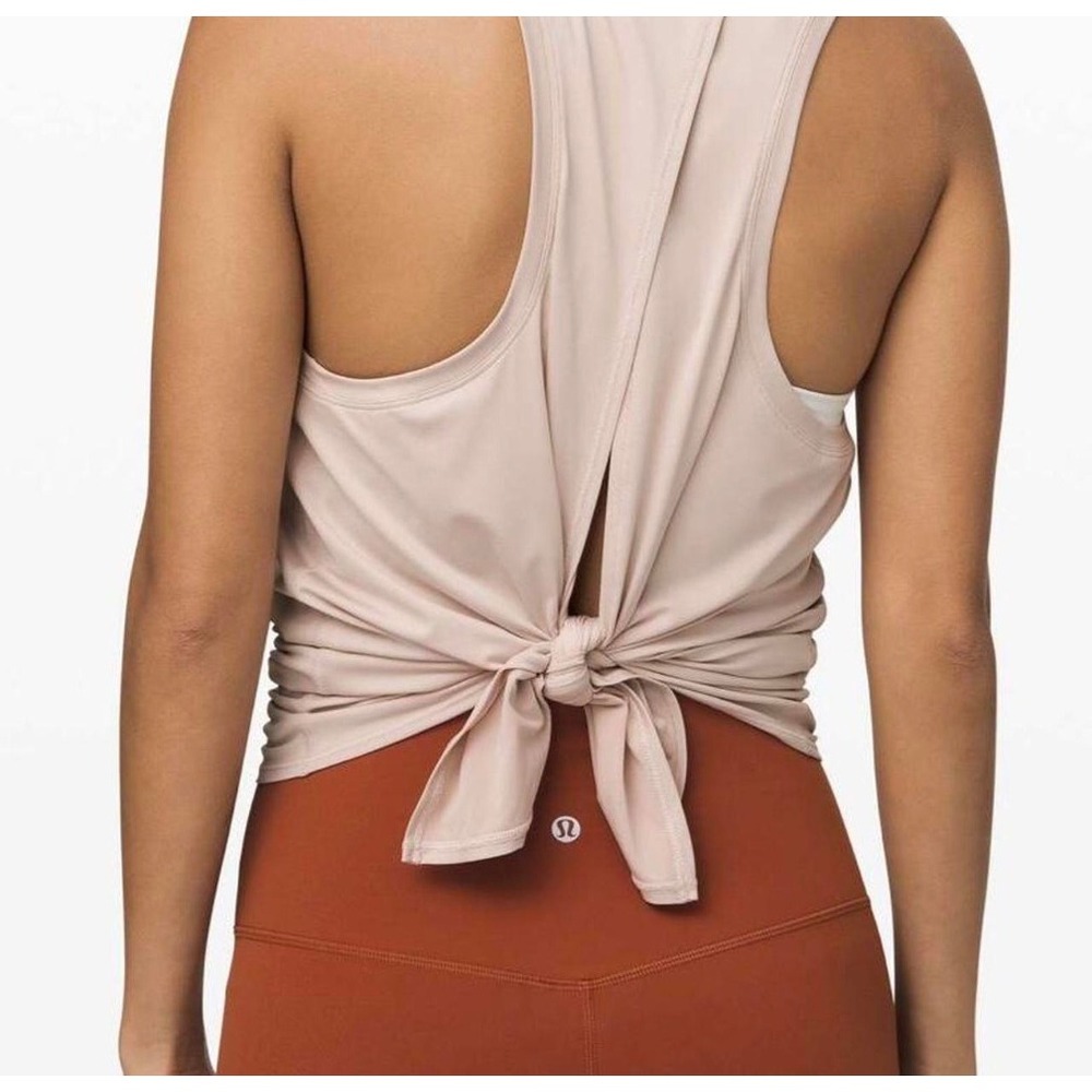 Lululemon Workout Tank Top Open Back Sleeveless Athletic Beige - Picture 3 of 9